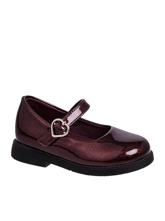 Adam's Shoes Kids Burgundy Patent Leather Ballerinas with Adjustable Metal Clasp
