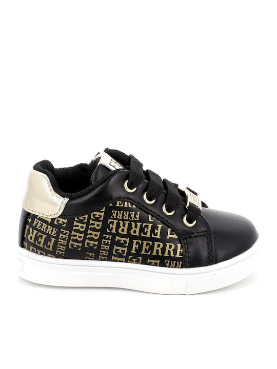 Gianfranco Ferre Girls' Anatomic Black Sneakers with Gold Accents - FB-350