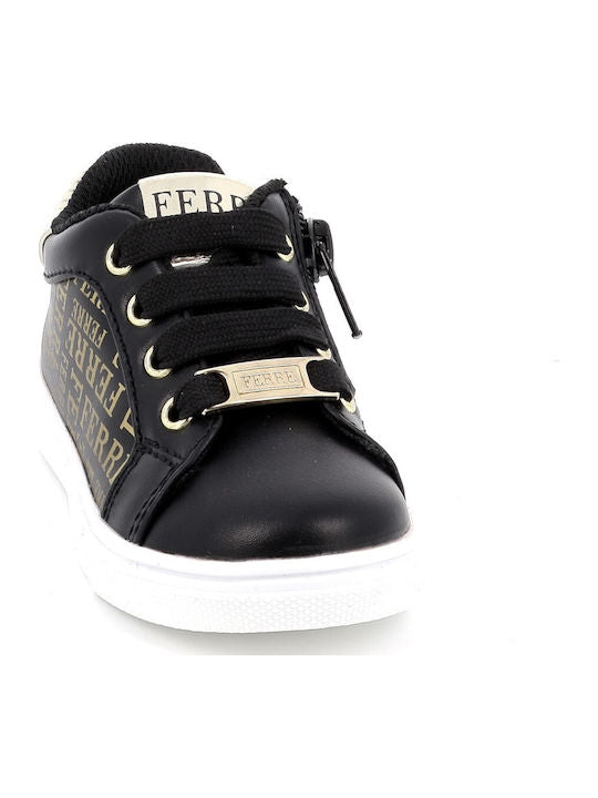 Gianfranco Ferre Girls' Anatomic Black Sneakers with Gold Accents - FB-350