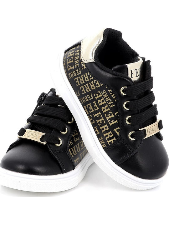 Gianfranco Ferre Girls' Anatomic Black Sneakers with Gold Accents - FB-350