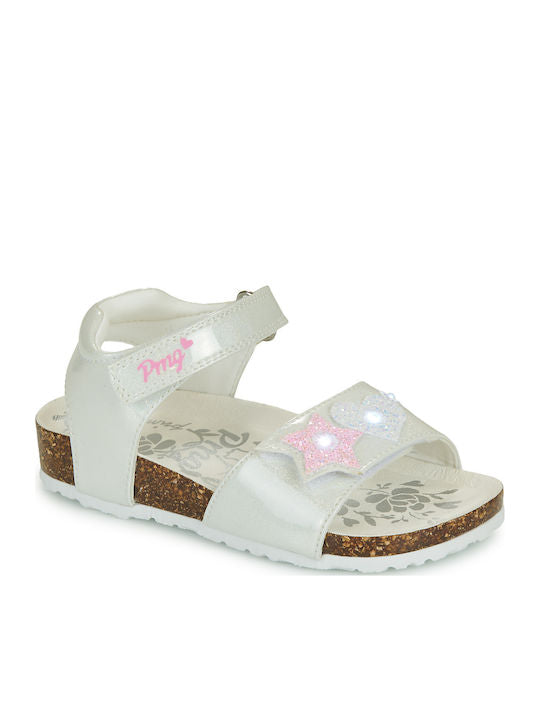 Anatomical Light Up White Girls' Sandals with Double Velcro. Primigi 1478000