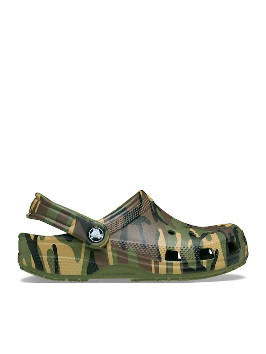 Crocs Classic Clog Kids' Sandals. Green Camouflage. 206991