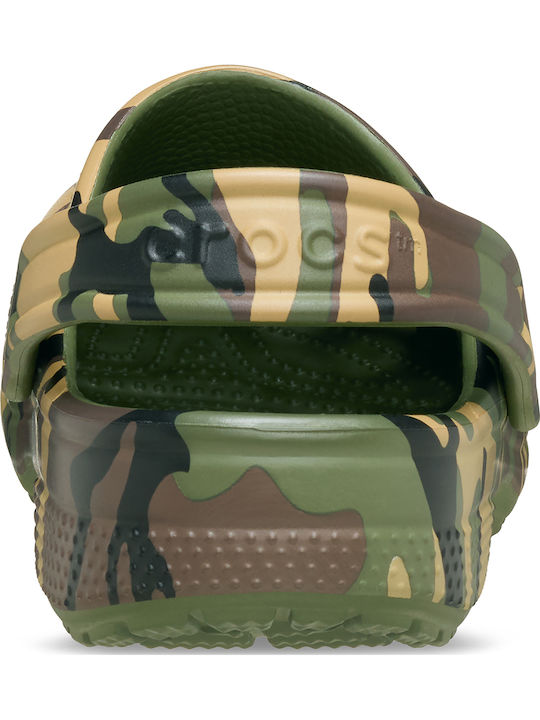 Crocs Classic Clog Kids' Sandals. Green Camouflage. 206991