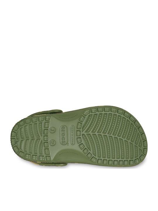 Crocs Classic Clog Kids' Sandals. Green Camouflage. 206991