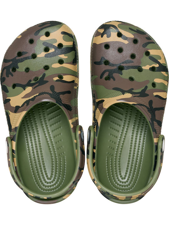 Crocs Classic Clog Kids' Sandals. Green Camouflage. 206991