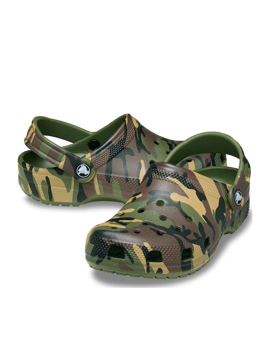 Crocs Classic Clog Kids' Sandals. Green Camouflage. 206991