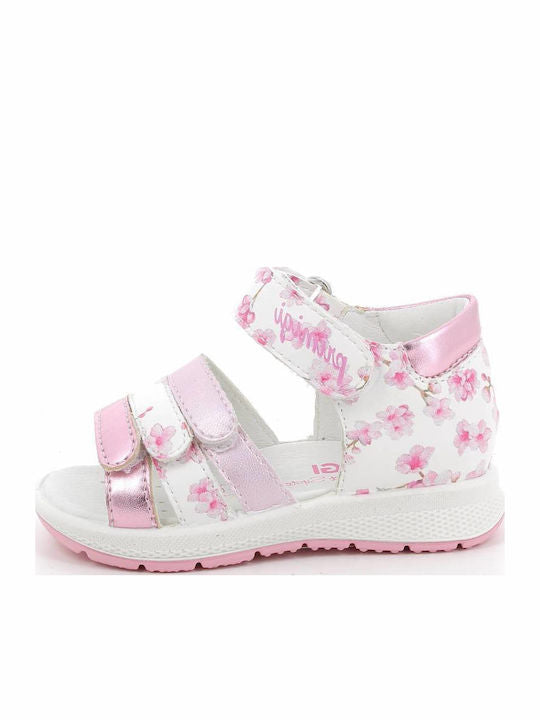 First Steps Girls' White & Pink Velcro Sandals. Primigi 1365411