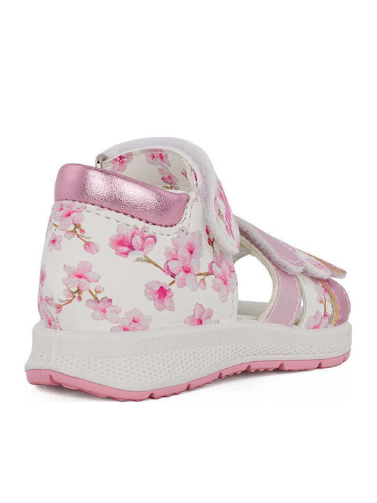 First Steps Girls' White & Pink Velcro Sandals. Primigi 1365411