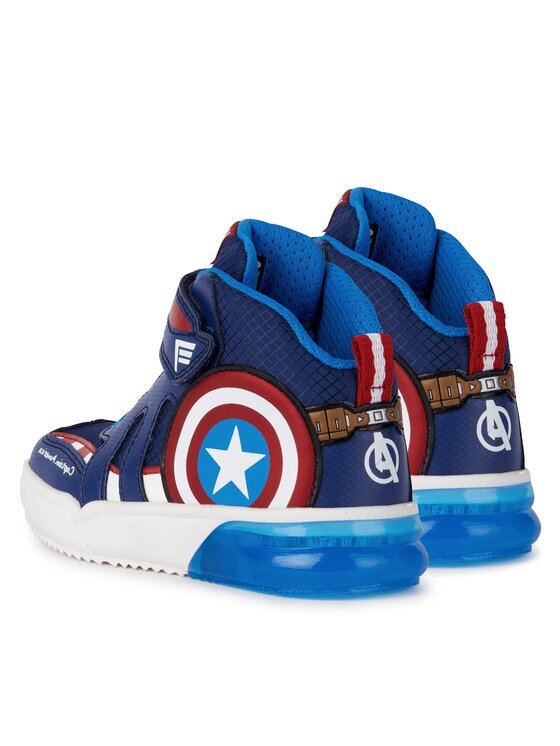 Geox Marvel J Grayjay Boy Light-Up High-Top Sneakers Captain America Dark Blue