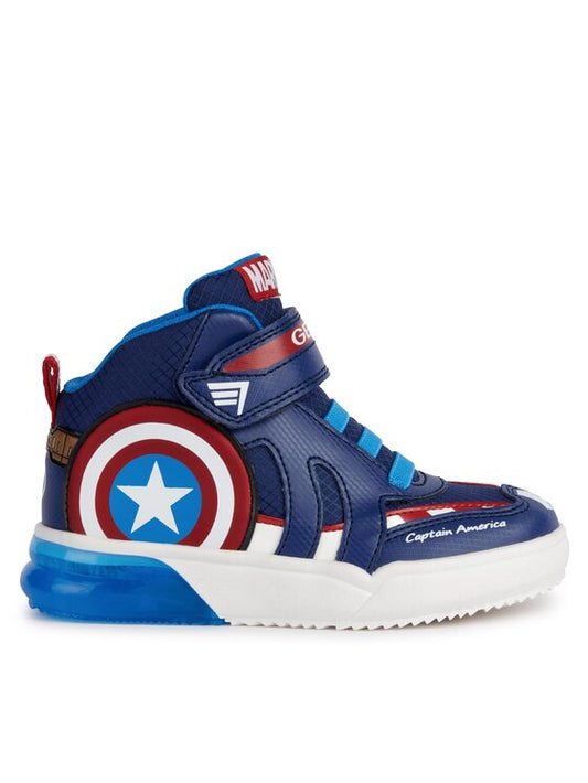 Geox Marvel J Grayjay Boy Light-Up High-Top Sneakers Captain America Dark Blue
