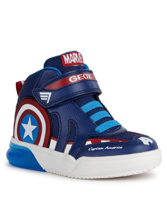Geox Marvel J Grayjay Boy Light-Up High-Top Sneakers Captain America Dark Blue
