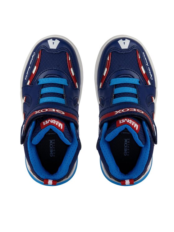 Geox Marvel J Grayjay Boy Light-Up High-Top Sneakers Captain America Dark Blue