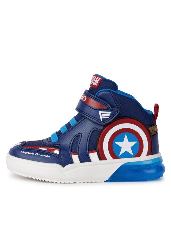 Geox Marvel J Grayjay Boy Light-Up High-Top Sneakers Captain America Dark Blue
