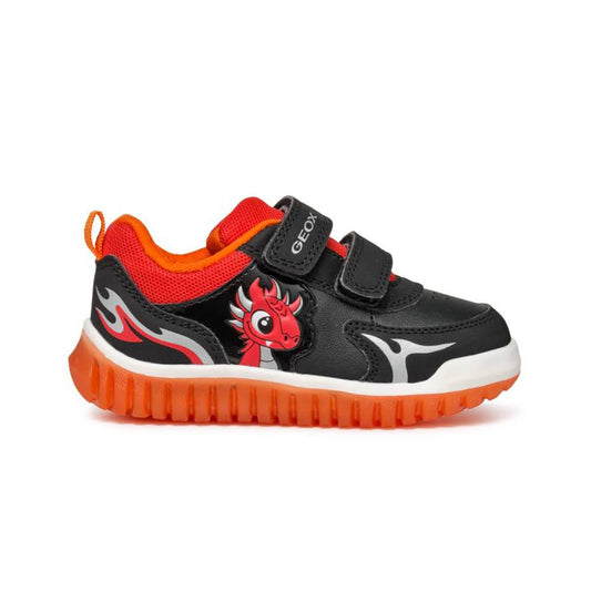 Geox Light Dragon 2V Kids Trainers: Light-Up, Velcro Closure, Breathable Comfort