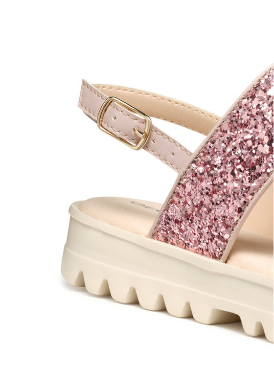 Geox Kids' Coralie Gir Pink Glittery Lightweight Breathable Summer Sandals J556EA