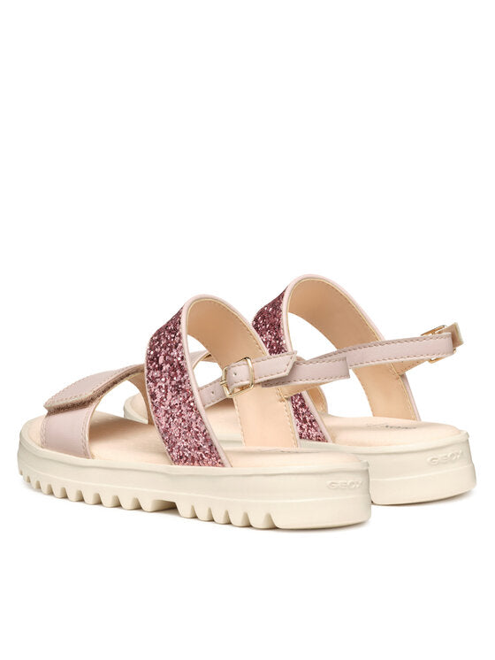 Geox Kids' Coralie Gir Pink Glittery Lightweight Breathable Summer Sandals J556EA