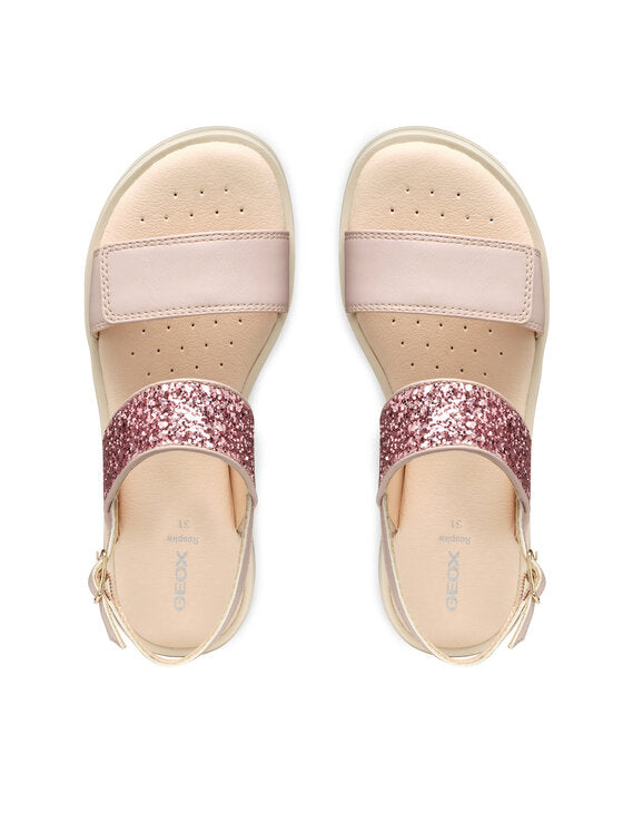 Geox Kids' Coralie Gir Pink Glittery Lightweight Breathable Summer Sandals J556EA