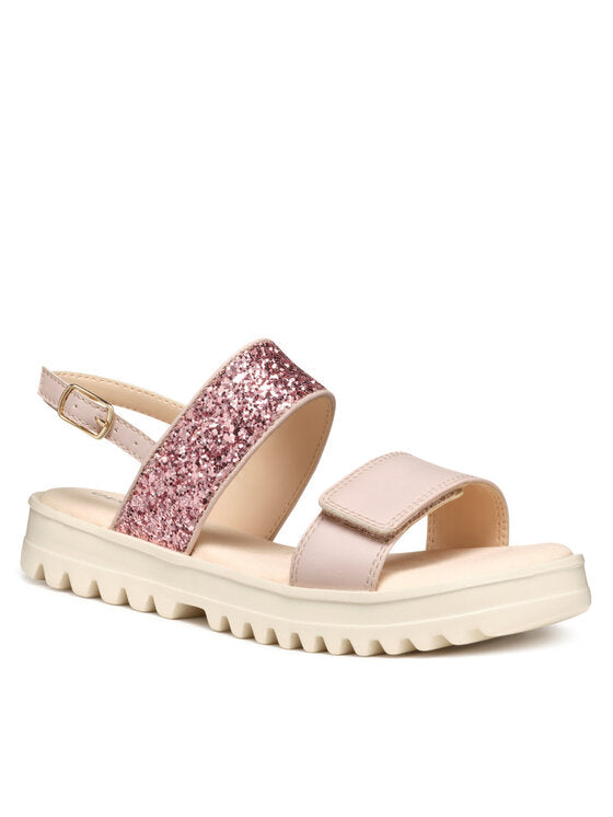 Geox Kids' Coralie Gir Pink Glittery Lightweight Breathable Summer Sandals J556EA