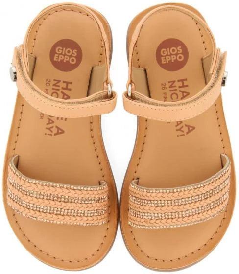 Comfortable nude Leather Mireval Sandals with Rhinestones for girls 71887 72124