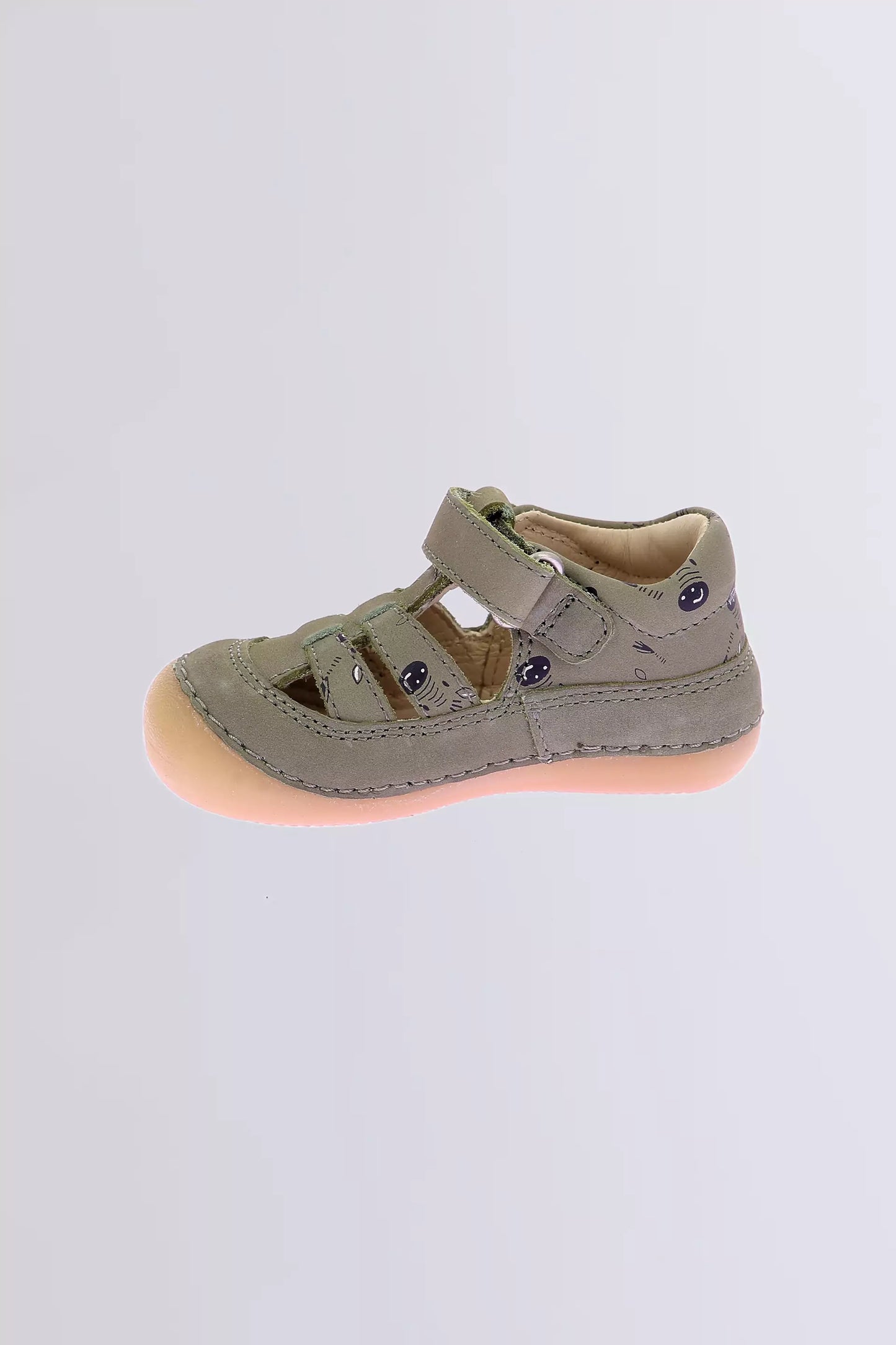 Kickers Unisex Baby Khaki Zebra Print Flexible Leather Velcro Mary Jane Sandals