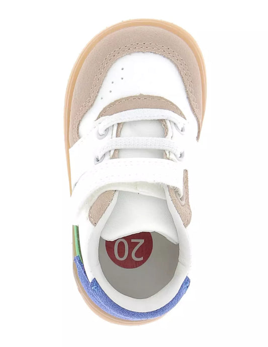 Kickers Kickbuvar Boys' White Beige Blue Green Casual Sneakers