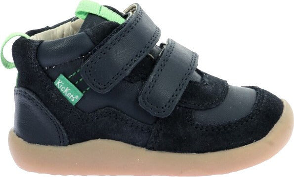 Kickers Kids' Durable Navy Blue Suede Velcro Ankle Boots 972590-10-10