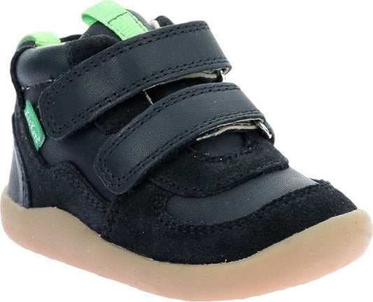 Kickers Kids' Durable Navy Blue Suede Velcro Ankle Boots 972590-10-10