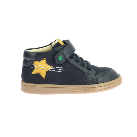 Kickers Tackstari Marine Blue Leather Baby Boy Lace-Up Booties