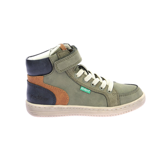 Kickers Lolastic Girls' Khaki Camel Flexible High-Top Junior Sneakers