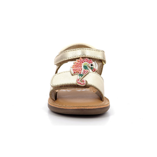 MOD 8 Cloonimals Gold Baby Girl Sandals with Fun Pattern Velcro Closure