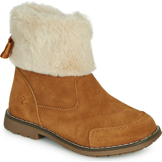Mod8 Girls' Warm Brown Suede Winter Boots with Zipper & Faux Fur Lining