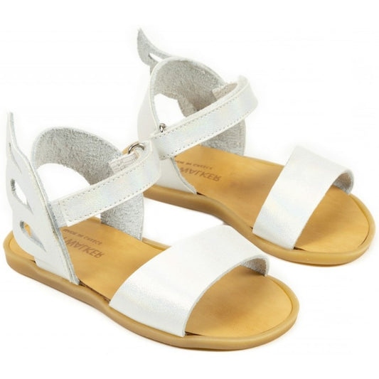 Elegant Babywalker GR0068 White Leather Baptism Sandals for Little Girls