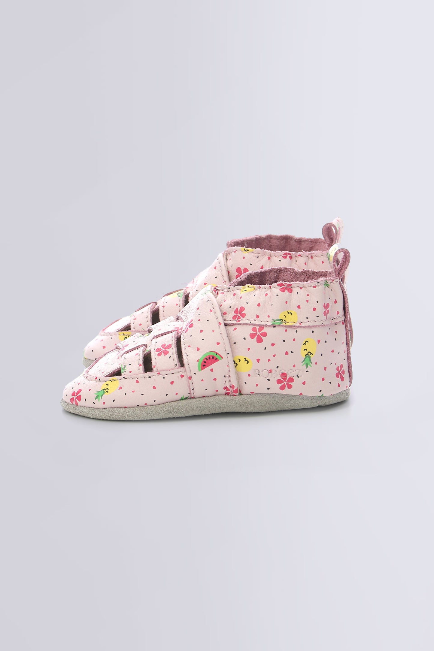 Robeez Sandiz Light Pink Fruits T-Strap Leather First Steps Shoes for Girls