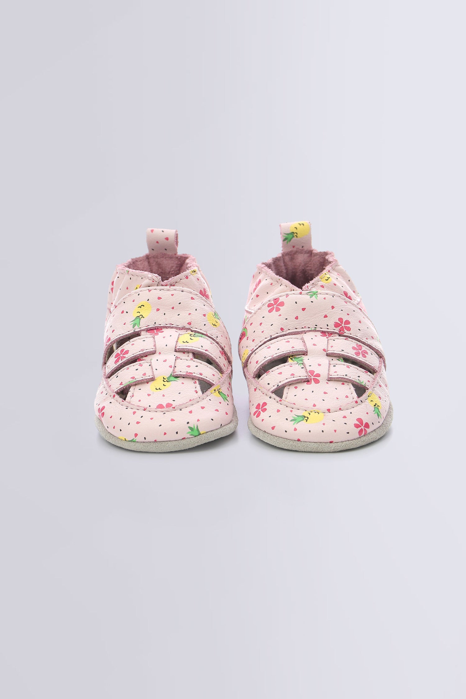 Robeez Sandiz Light Pink Fruits T-Strap Leather First Steps Shoes for Girls