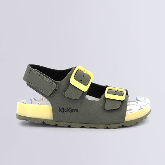 Kickers Kids Anatomical Sandals Boys Khaki Yellow Sunyva