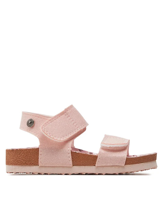 Girls' Pink Glitter Bio Sole Sandals with Floral Fantasy Print Insole 71354