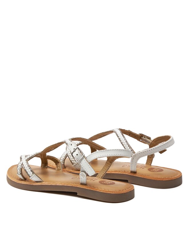 Gioseppo Aucilla 71886-P Girls White Leather Flat Sandals with Adjustable Buckle