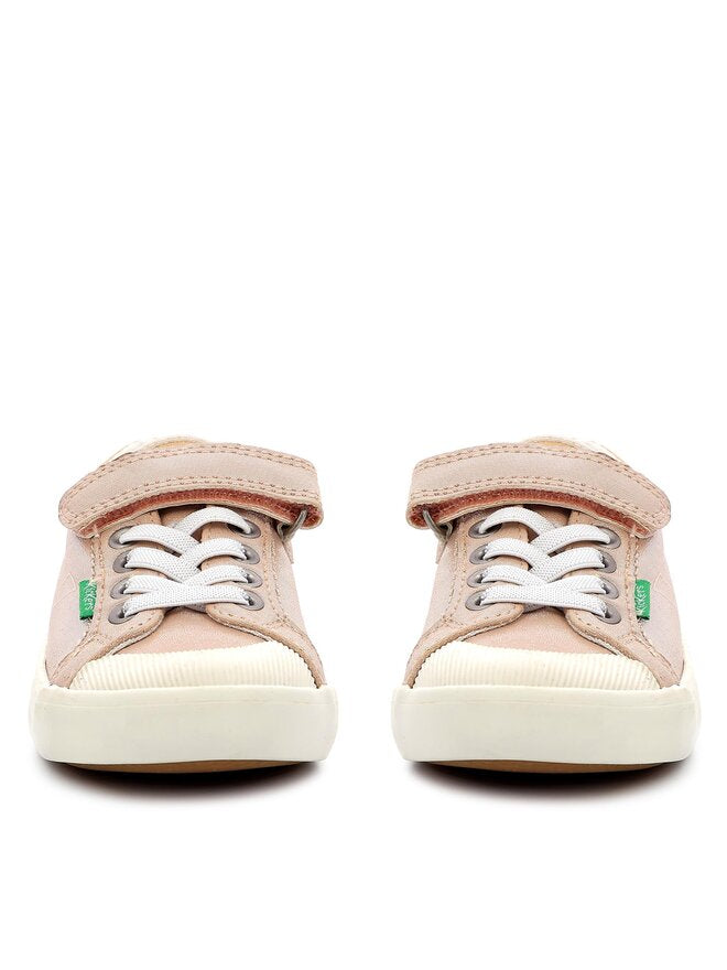 Kickers Kickgoldi Pink Suede Fabric Kids Sneakers with Velcro Strap