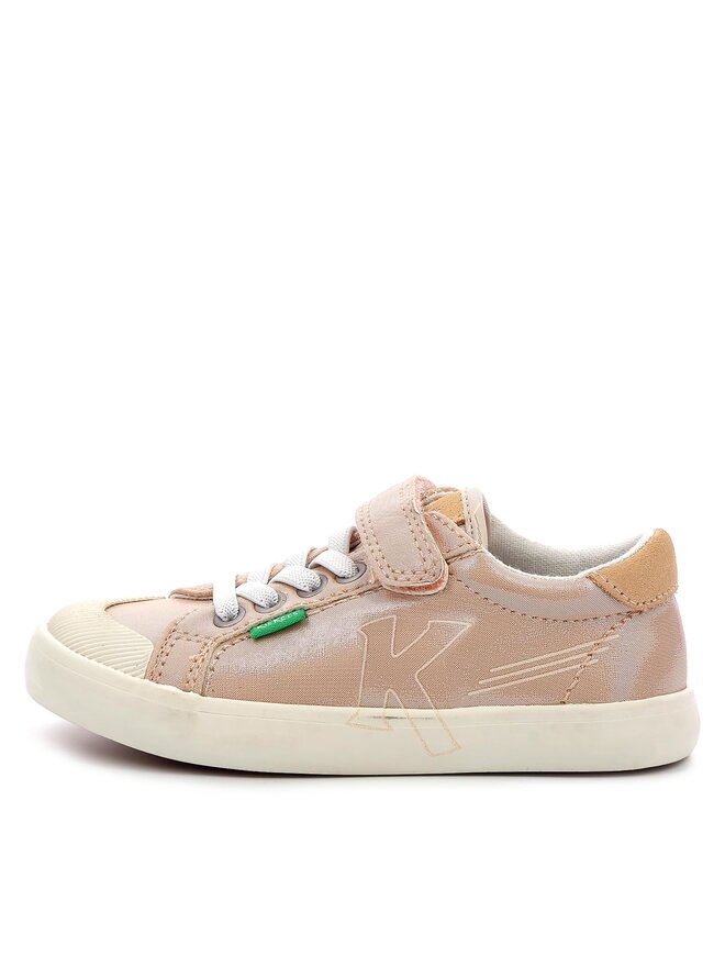 Kickers Kickgoldi Pink Suede Fabric Kids Sneakers with Velcro Strap