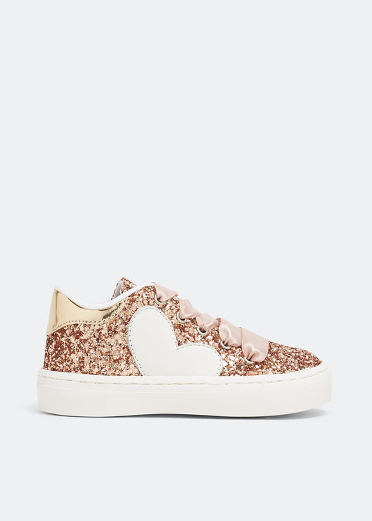 Babywalker Sparkling Pink Glitter Kids' Sneakers with Heart Detail