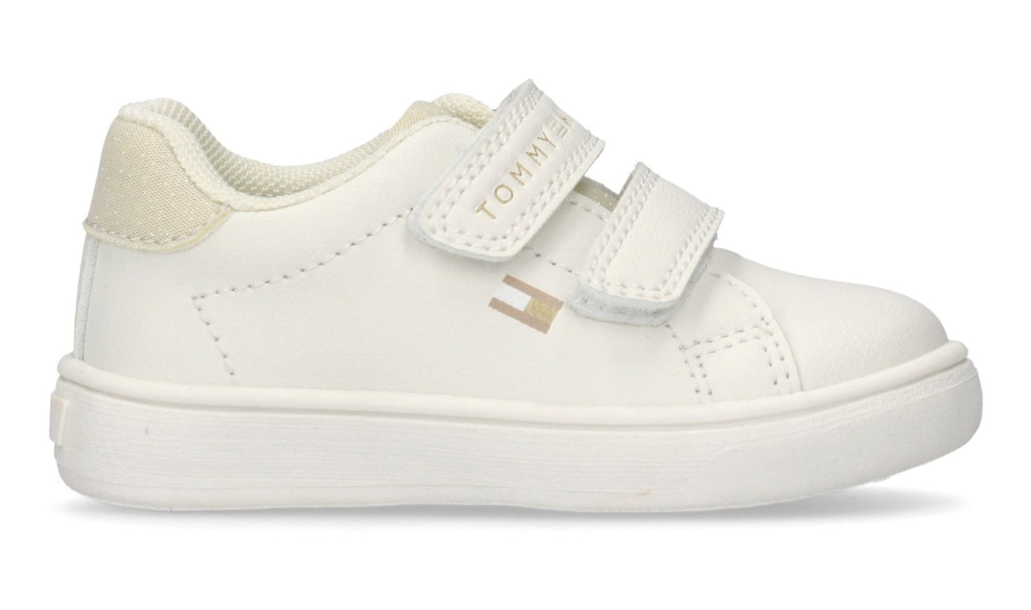 Tommy Hilfiger girls' Glitter Velcro Strap Durable Casual Sneakers T1A9-33966