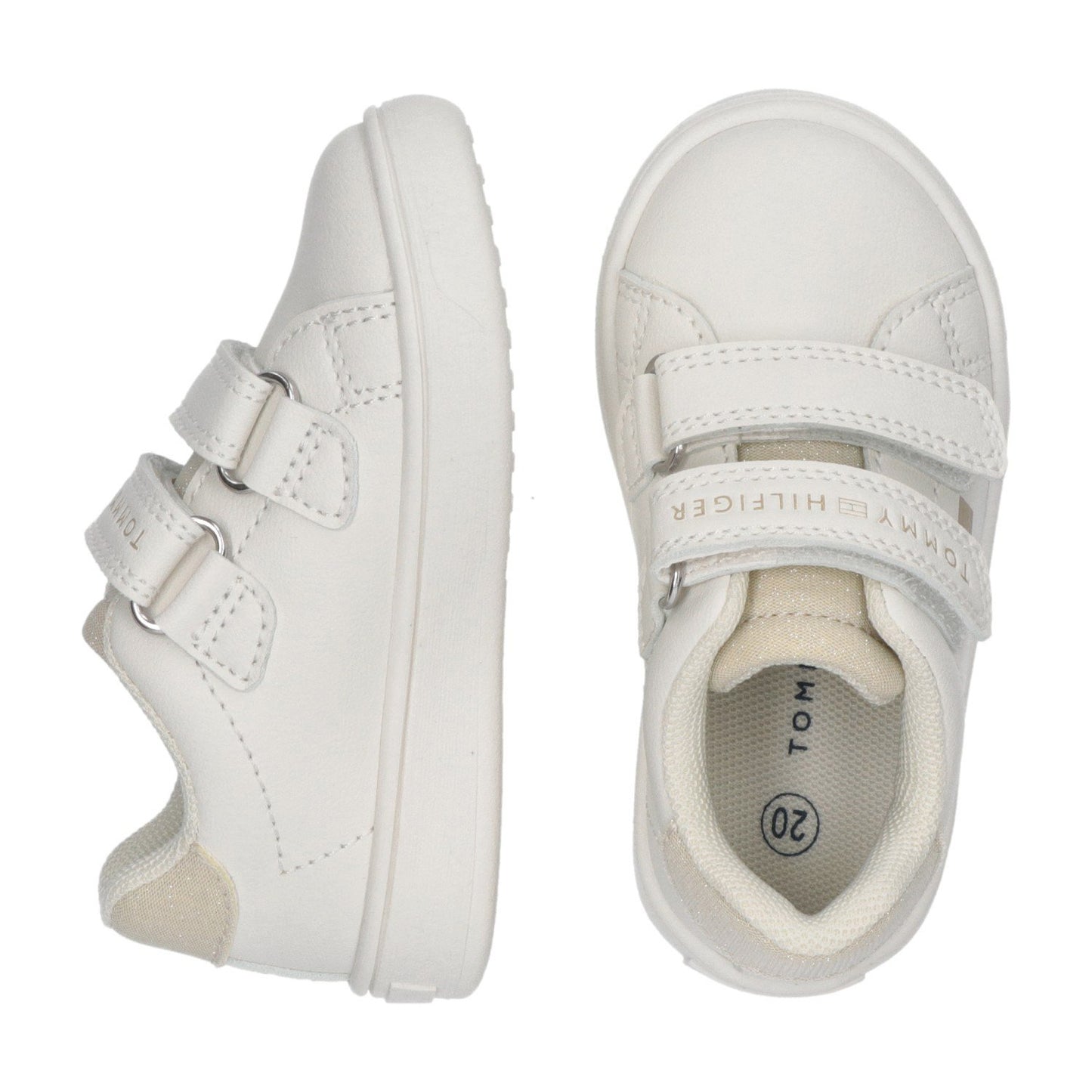 Tommy Hilfiger girls' Glitter Velcro Strap Durable Casual Sneakers T1A9-33966