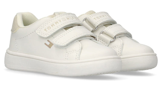 Tommy Hilfiger girls' Glitter Velcro Strap Durable Casual Sneakers T1A9-33966