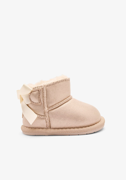 Gold Respectful Bow Australian Baby Boots with Warm Fur Lining