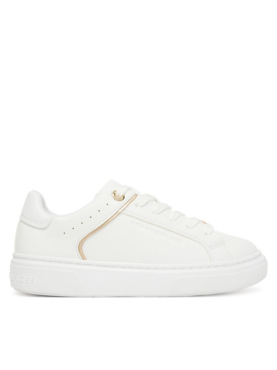 Tommy Hilfiger Girls' Stylish White Low-Cut Lace-Up Sneaker for Everyday Comfort