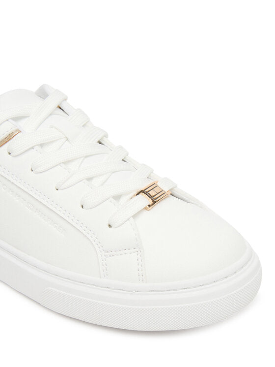 Tommy Hilfiger Girls' Stylish White Low-Cut Lace-Up Sneaker for Everyday Comfort