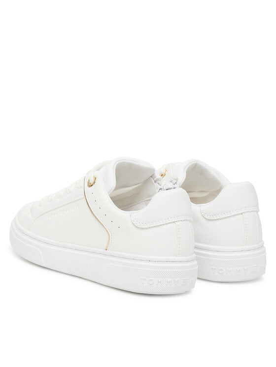 Tommy Hilfiger Girls' Stylish White Low-Cut Lace-Up Sneaker for Everyday Comfort