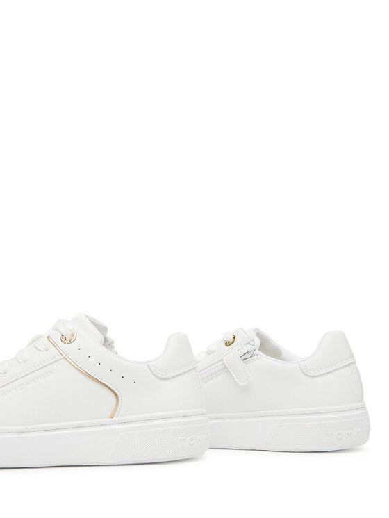 Tommy Hilfiger Girls' Stylish White Low-Cut Lace-Up Sneaker for Everyday Comfort