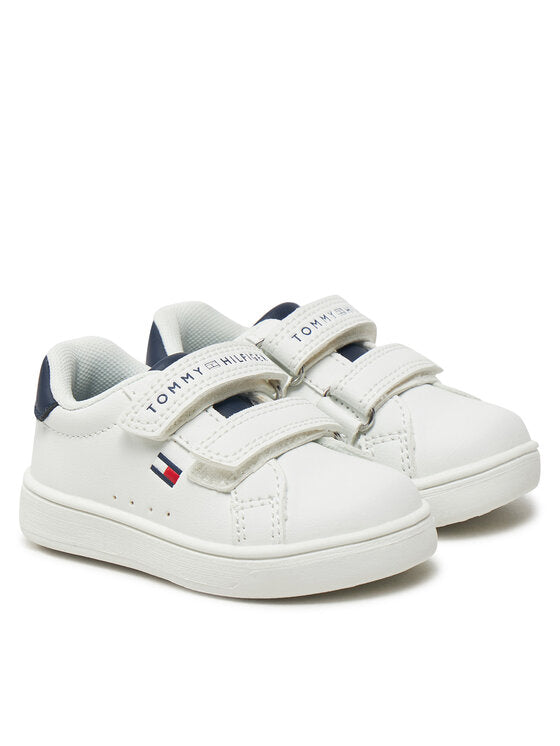 Tommy Hilfiger Kids' White Velcro Strap Athletic Sneakers T1X9-33836 Durable Low-Tops