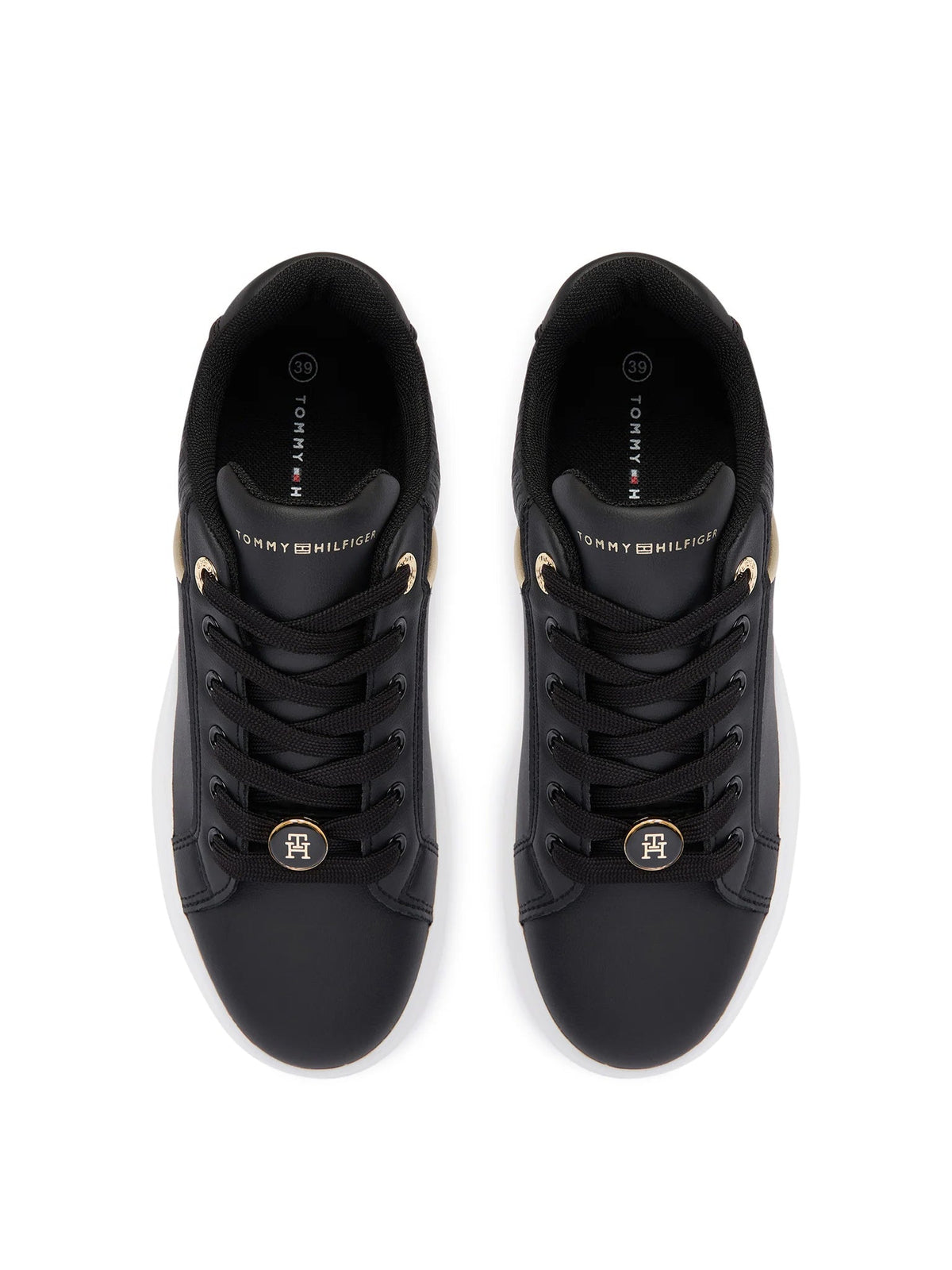 Tommy Hilfiger Monogram Charm Girls Lace-Up Black Sneakers T3A9-35093-1955999